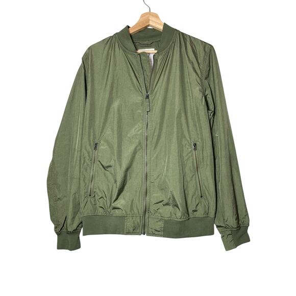 GAP Mens Bomber Windbreaker Jacket Olive Army Green Size Small Water Resistant - Picture 1 of 5